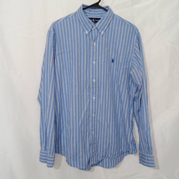 Ralph Lauren Other - Ralph Lauren Mens L Custom Fit Striped Button Down Shirt Blue White Long Sleeve